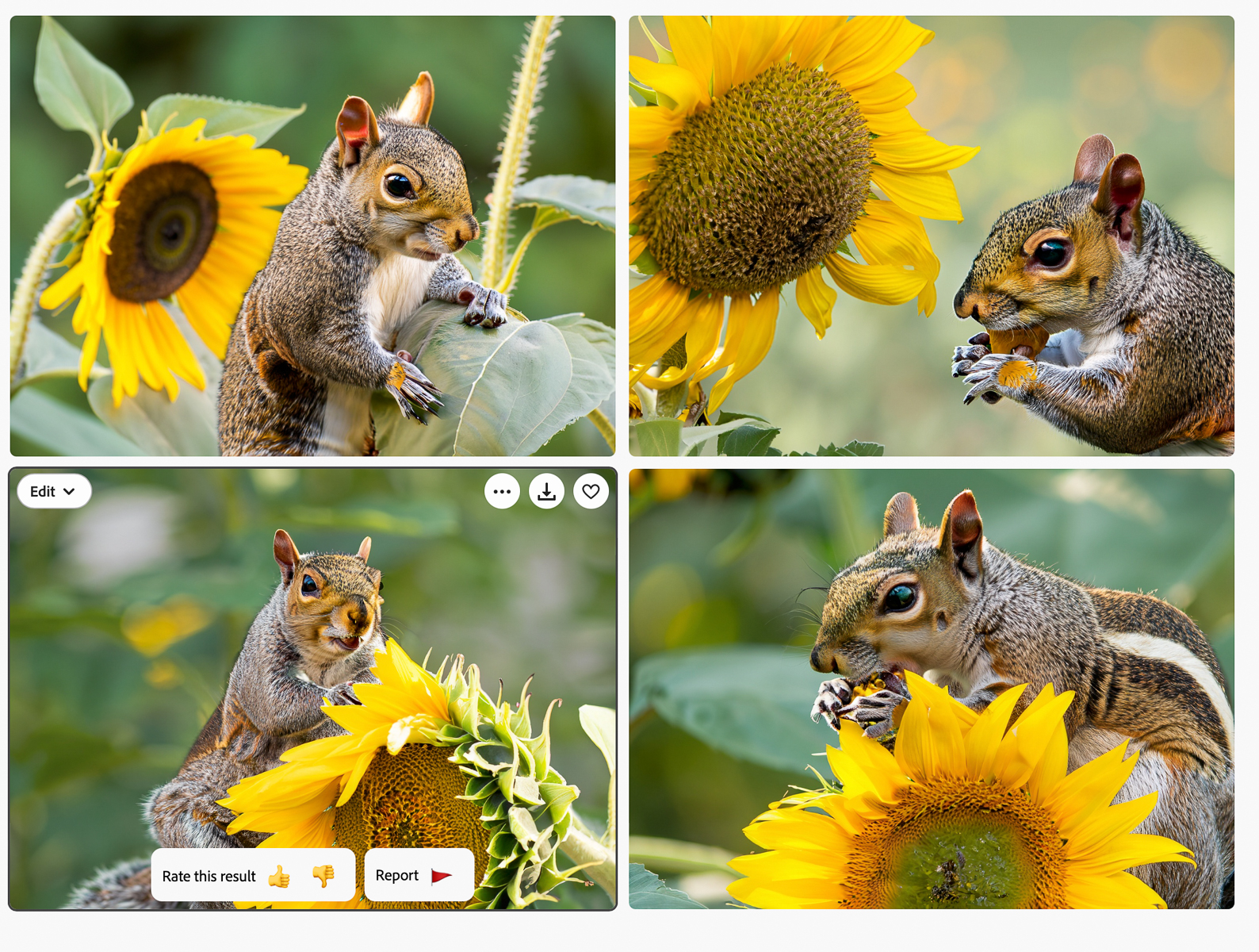 Squirrel on sunflower-generated